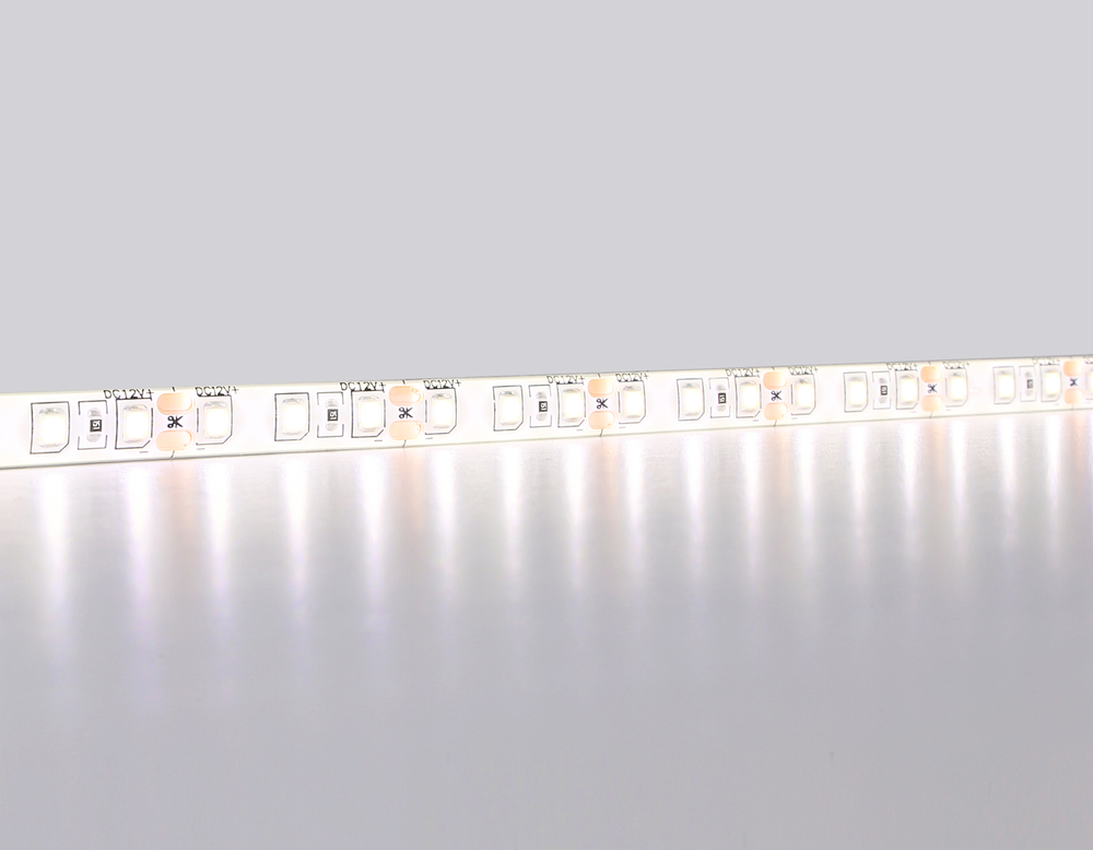 Светодиодная лента GS1202 2835 120Led/ 9.6W m/ 12V IP65 4500K/ 5000*8*2.27mm/ кратность резки 25mm (2 конт.)