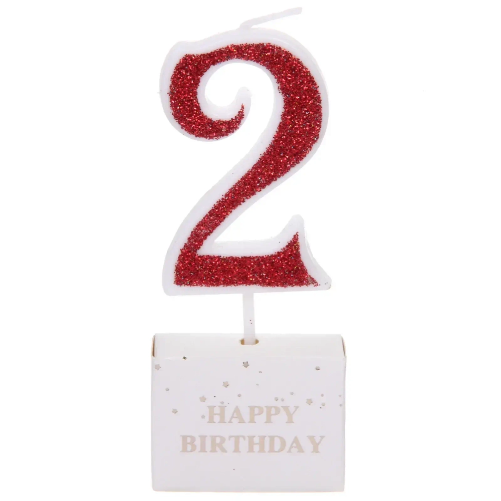 Свеча для торта Цифра Иллюзия «2» 9.5 см, красный