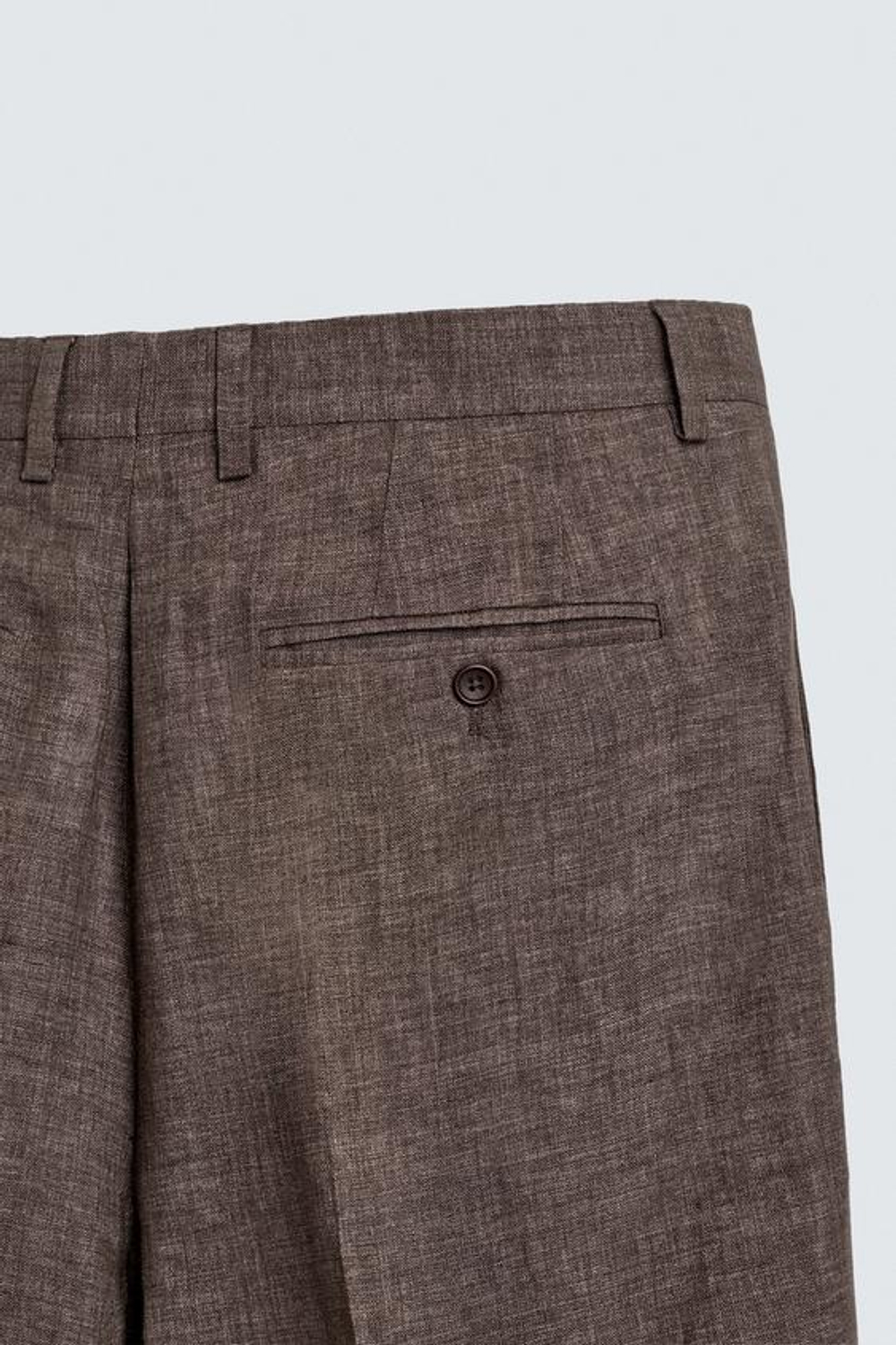 ZARA БРЮКИ КЛАССИЧЕСКОГО КРОЯ ИЗ 100% ЛЬНА, КОРИЧНЕВЫЙ МЕЛАНЖ