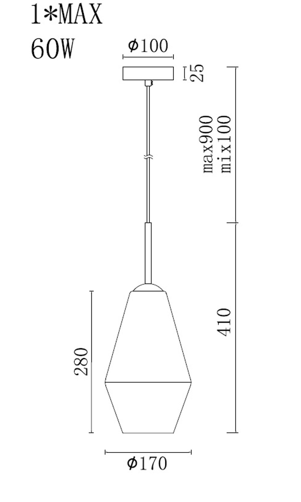 92EL-YG02116-1P Светильник потолочный латунь, d20*h130см