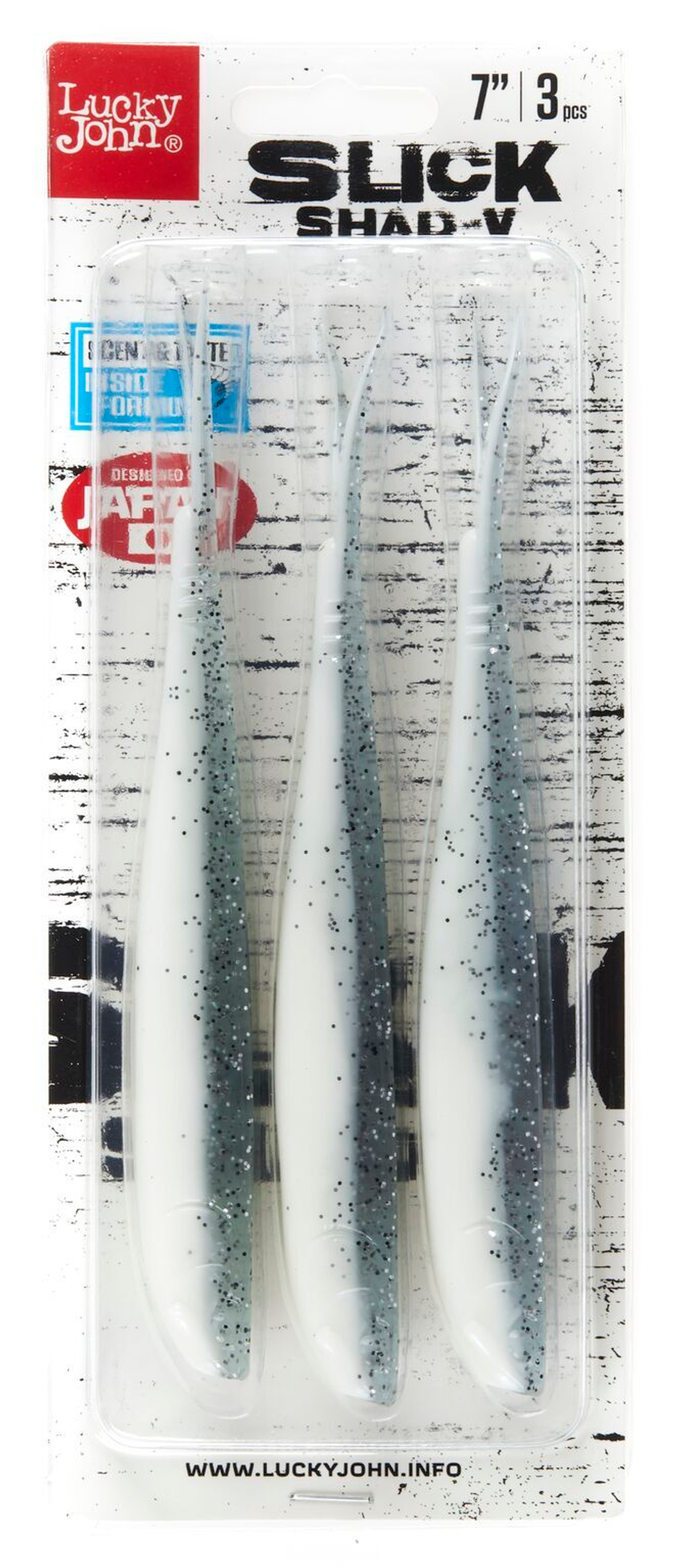 Виброхвост LJ 3D Slick Shad-V 7" (17.8 см), цвет 017, 3 шт.