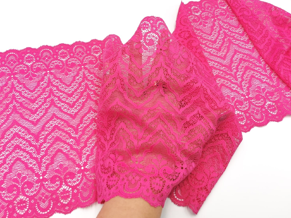 Эластичное кружево, 22см, Италия, ярко-розовое, (Арт: EKI-010), м