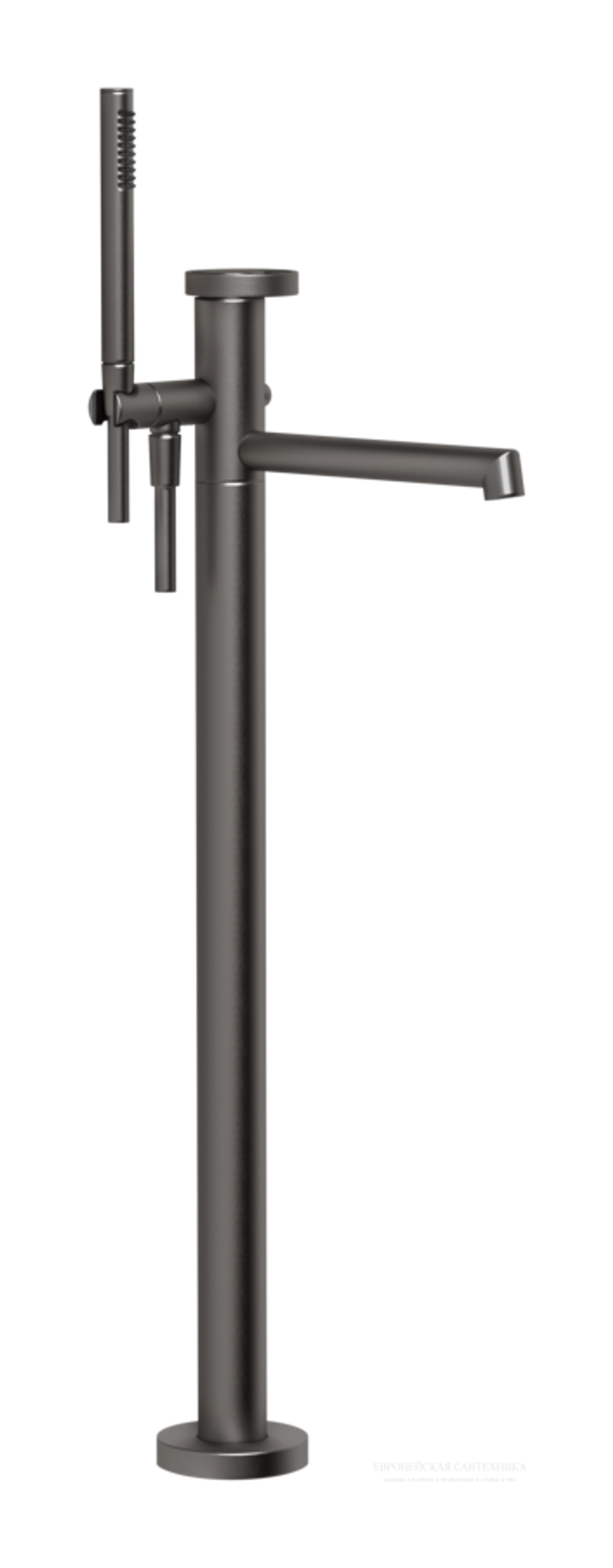 Cмеситель для ванны Gessi Anello, напольный, с душевой лейкой, встраиваемый, цвет Black Metal Brushed PVD
