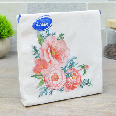 Салфетки 33*33см 20 листов 2-слойные "Цветочная композиция"