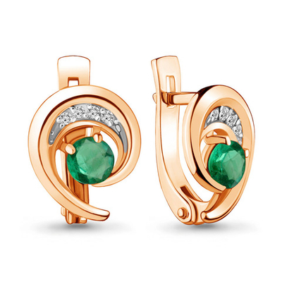 941745к Серьги из Золота с бриллиантами, изумрудами