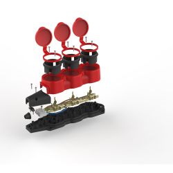 Колодка ЭРА KX-3e-RED-IP44 каучуковая с заземлением 3 розетки 16A IP44 красная | Колодки