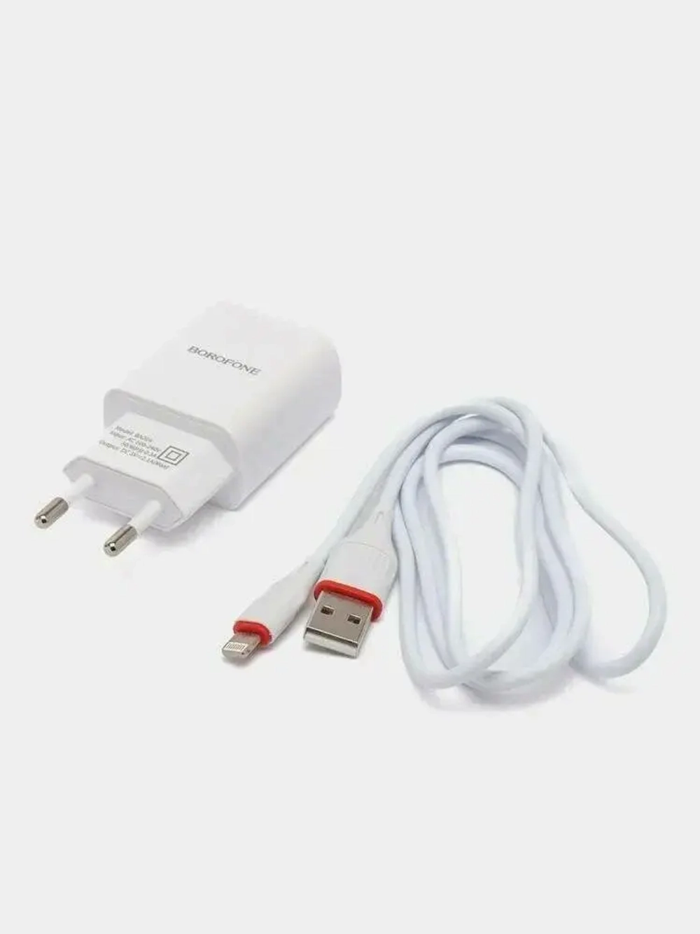 Сетевое зарядное устройство с кабелем iOS Lightning 1-метр 2.1А BOROFONE BA20A