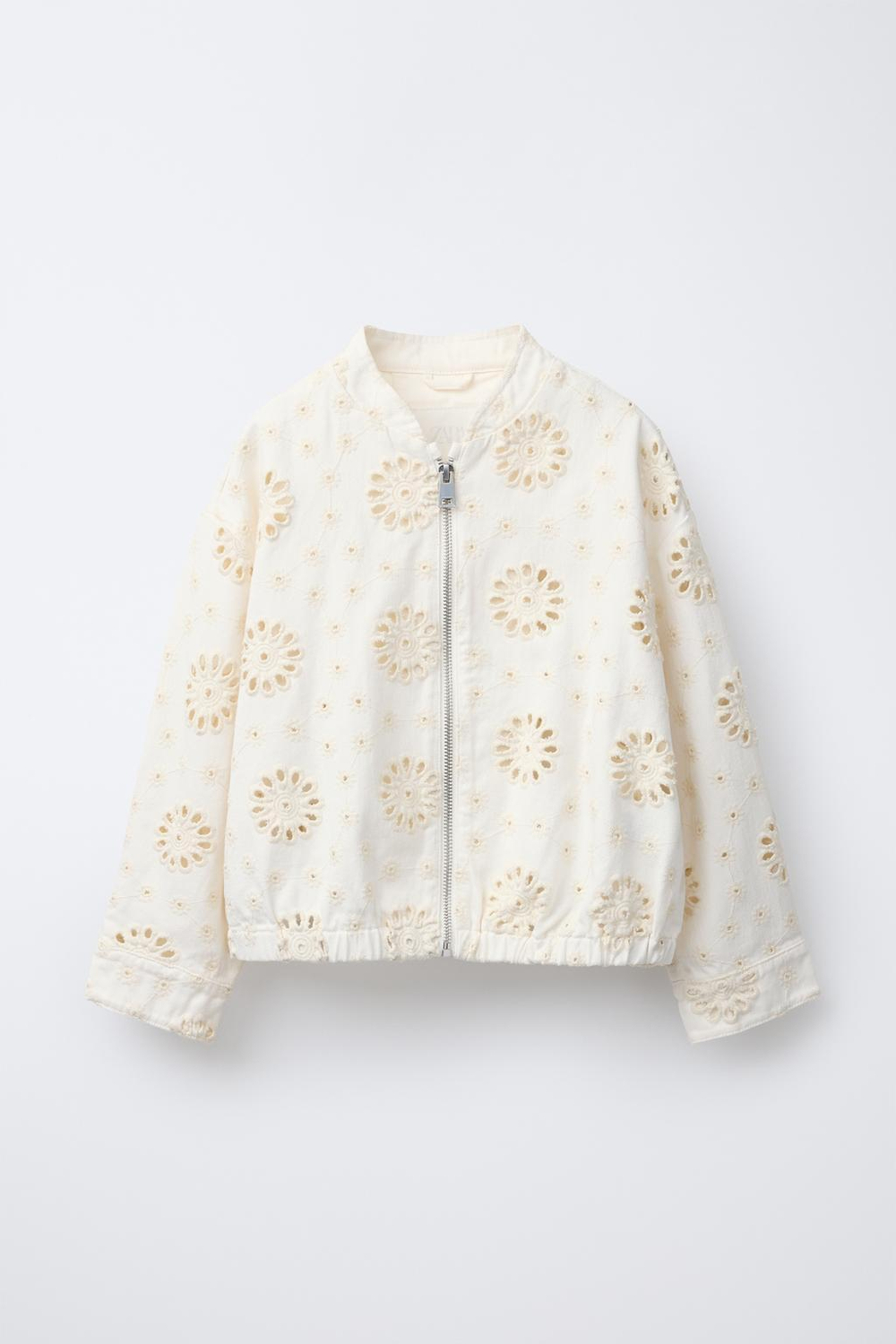 ZARA КУРТКА С АЖУРНОЙ ВЫШИВКОЙ, БЕЛЫЙ