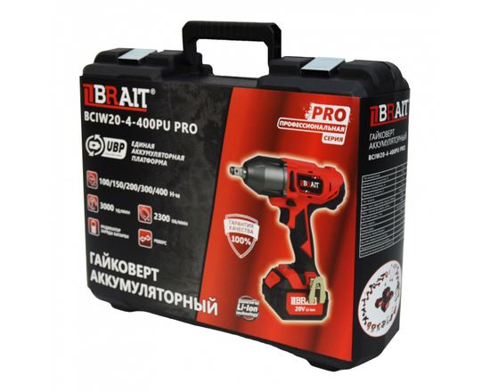 Аккумуляторный гайковерт BRAIT BCIW20-4-400PU PRO