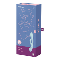 Гибкий вибратор-кролик 2 в 1 Satisfyer Triple Oh, голубой