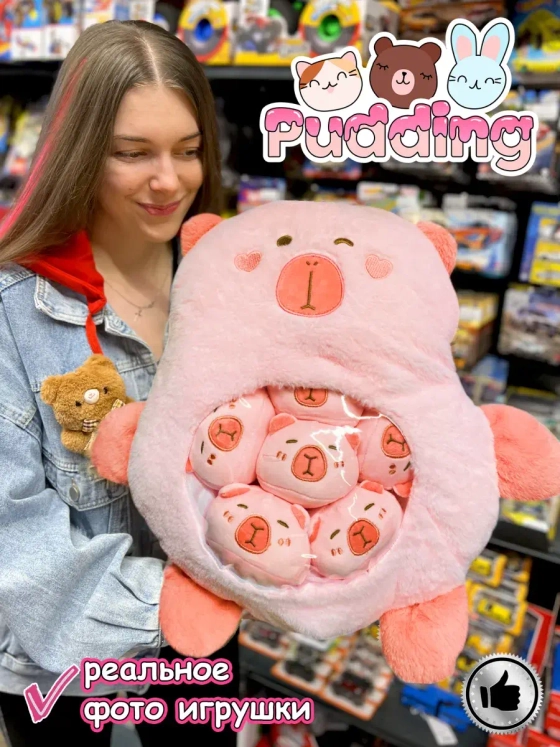 Мягкая игрушка подушка Pudding Пудинг Капибара 6 шт