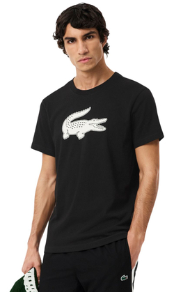 Теннисная футболка Lacoste Ultra Dry 3D Print Crocodile - black/white