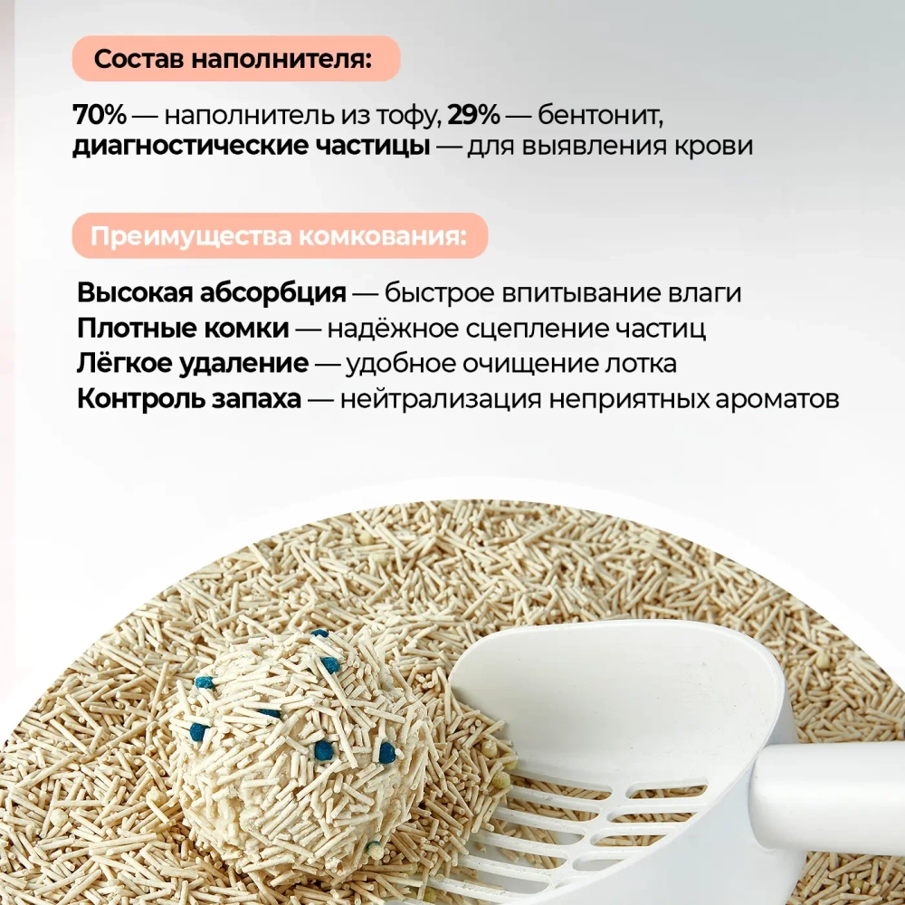 Набор 2 шт Тофу Наполнитель для кошек смешанного типа с функцией определения скрытой крови в мочи от PETKIT
