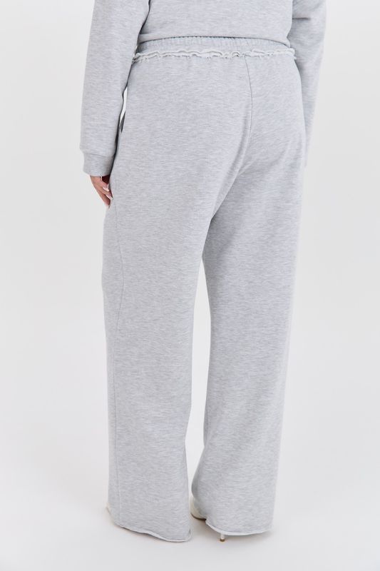 Брюки широкие из футера, серый