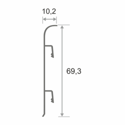 Плинтус алюминиевый с кабель канал 70 мм ПЛ-70 серебро матовое 3000 мм