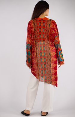 Платье-туника из сетки «Лодки» по мотивам этнической живописи австралийских аборигенов