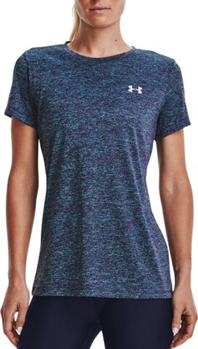Женская футболка теннисная Under Armour Women's UA Tech Twist T-Shirt - neptune/purple switch