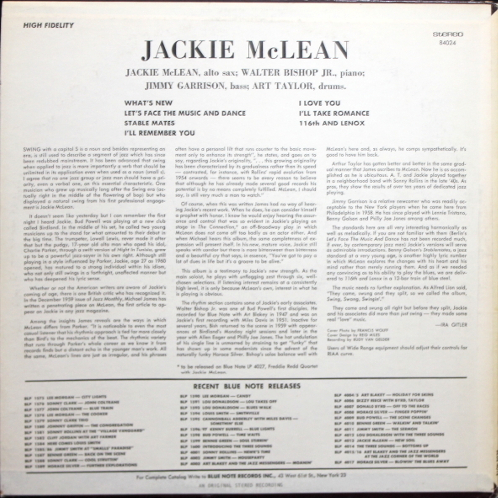 Jackie McLean / Swing, Swang, Swingin' (LP)