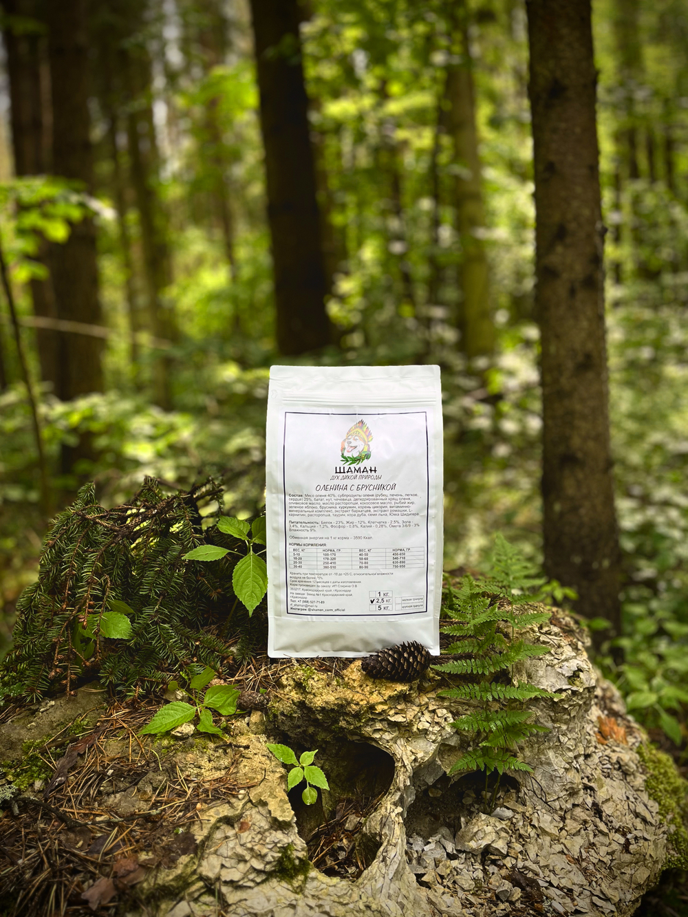Сухой корм SHAMAN "Дух дикой природы" Оленина с брусникой 2.5 кг; крупная гранула; для взрослых собак; Класс Холистик