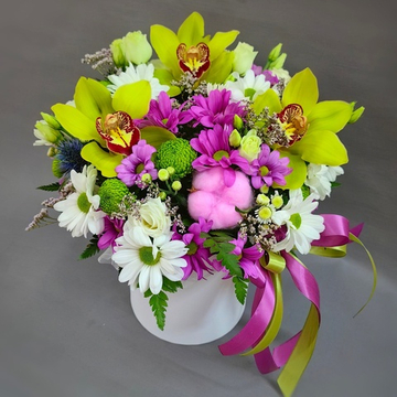 Композиция с фисташковыми орхидеями