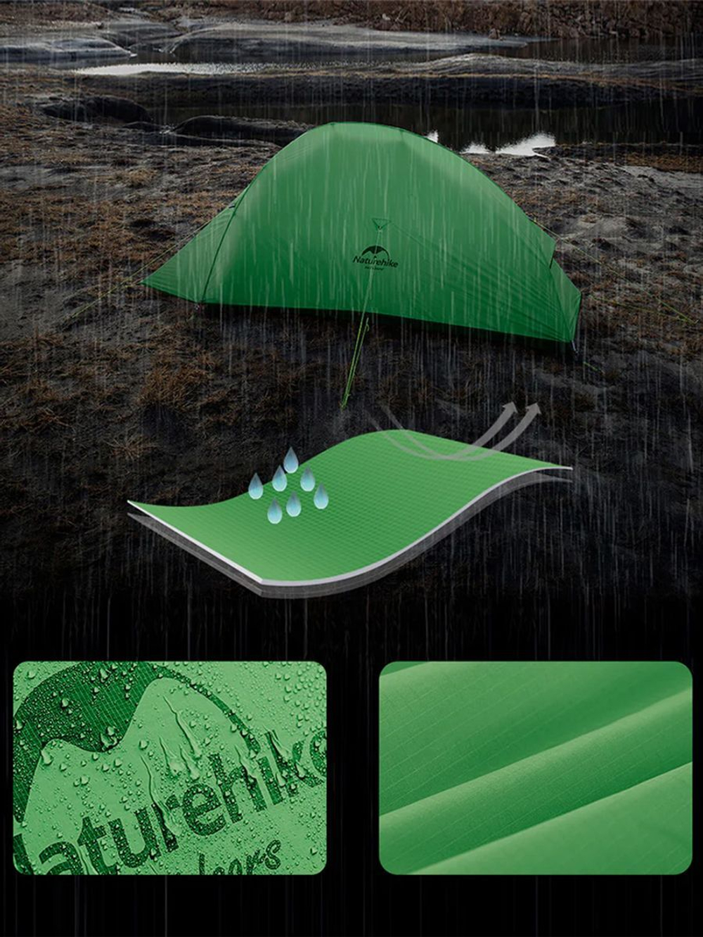 Палатка туристическая Naturehike Сloud Up Base CNK2450WS032 210T одноместная, зеленая, 6927595798614