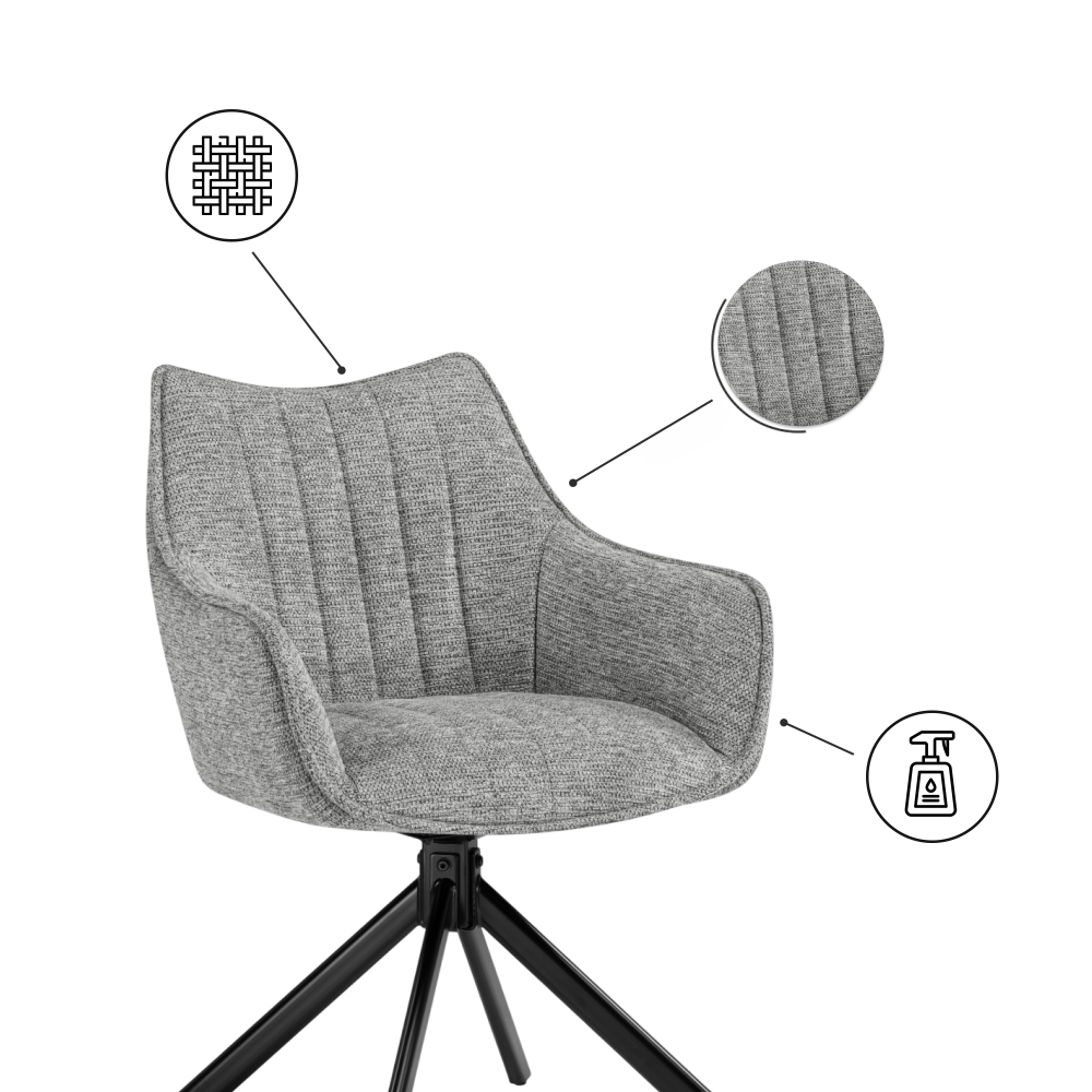 Стул на металлокаркасе Woodville Denever gray, black, ножки черные