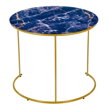 Набор кофейных столиков Bradex Home ов Tango темно-синий с ножками матовое золото, 2шт