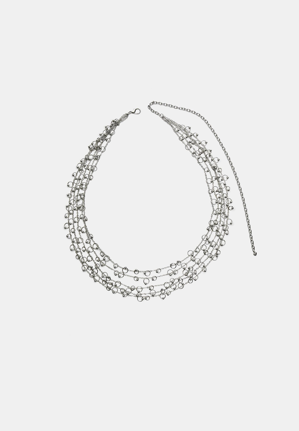 STRADIVARIUS Макси-колье с цепочками и бусинами, серый