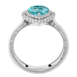 Кольцо Сердце с Турмалином Параиба и Бриллиантами, R0070-710/1