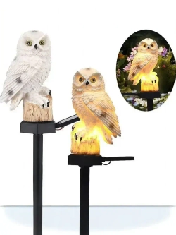 Светильник садовый на солнечной батарее уличный, фигурка садовая Сова, 1 шт.