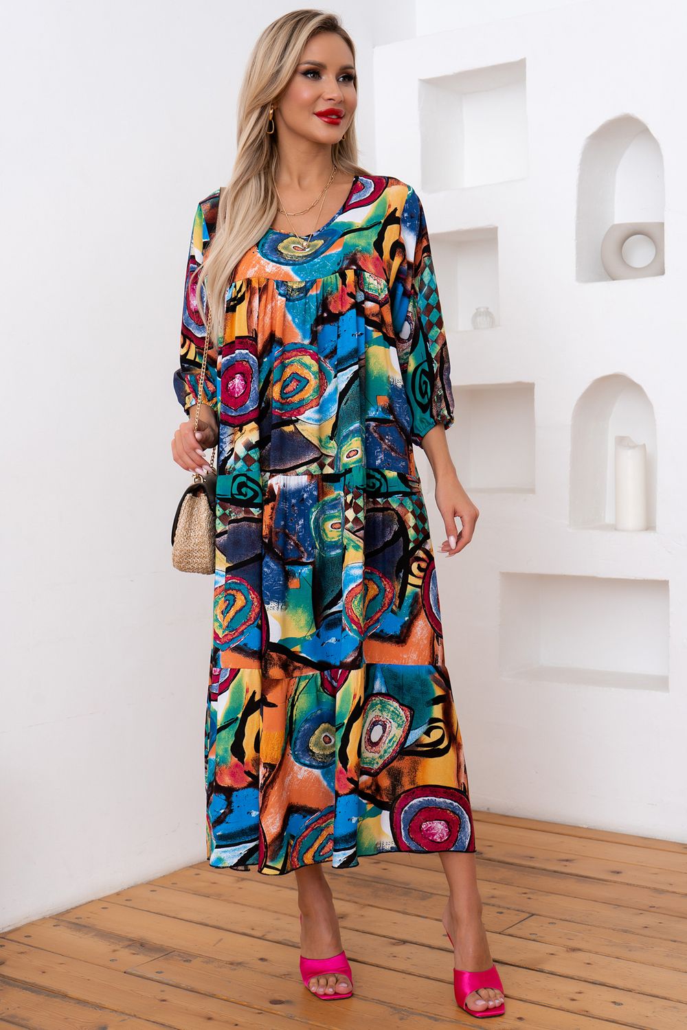Платье Серенада (абстракция/яркий) Р11-1044/8 Nikol (Акция)