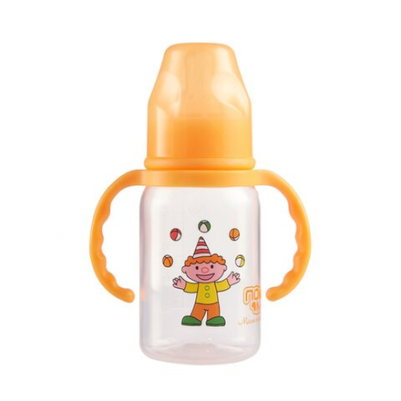 Бутылочка с ручками с силиконовой соской со средним потоком ПОМА 140 мл. с 4 месяцев, оранжевый
