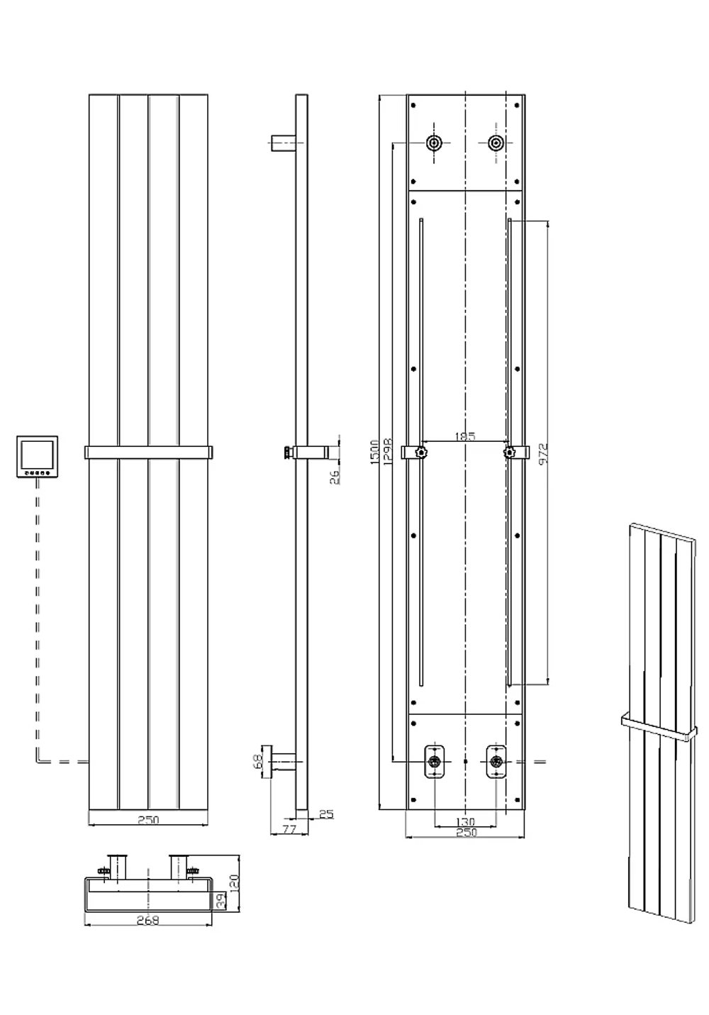 Полотенцесушитель электрический Boheme Flat 725-B черный матовый