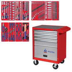 Набор инструментов &quot;СТАНДАРТ&quot; в красной тележке, 186 предметов МАСТАК 52-04186R