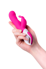 Вибратор с клиторальным стимулятором Elly с подогревом силикон розовый 21,5 см