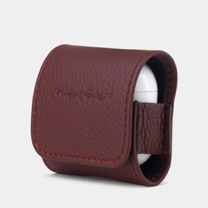 Чехол для наушников AirPods 4 из кожи теленка, бордового цвета