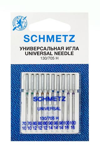 Иглы 3 Schmetz стандартные 130/705H № 70(2),80(3),90(3),100(2), 10 шт.