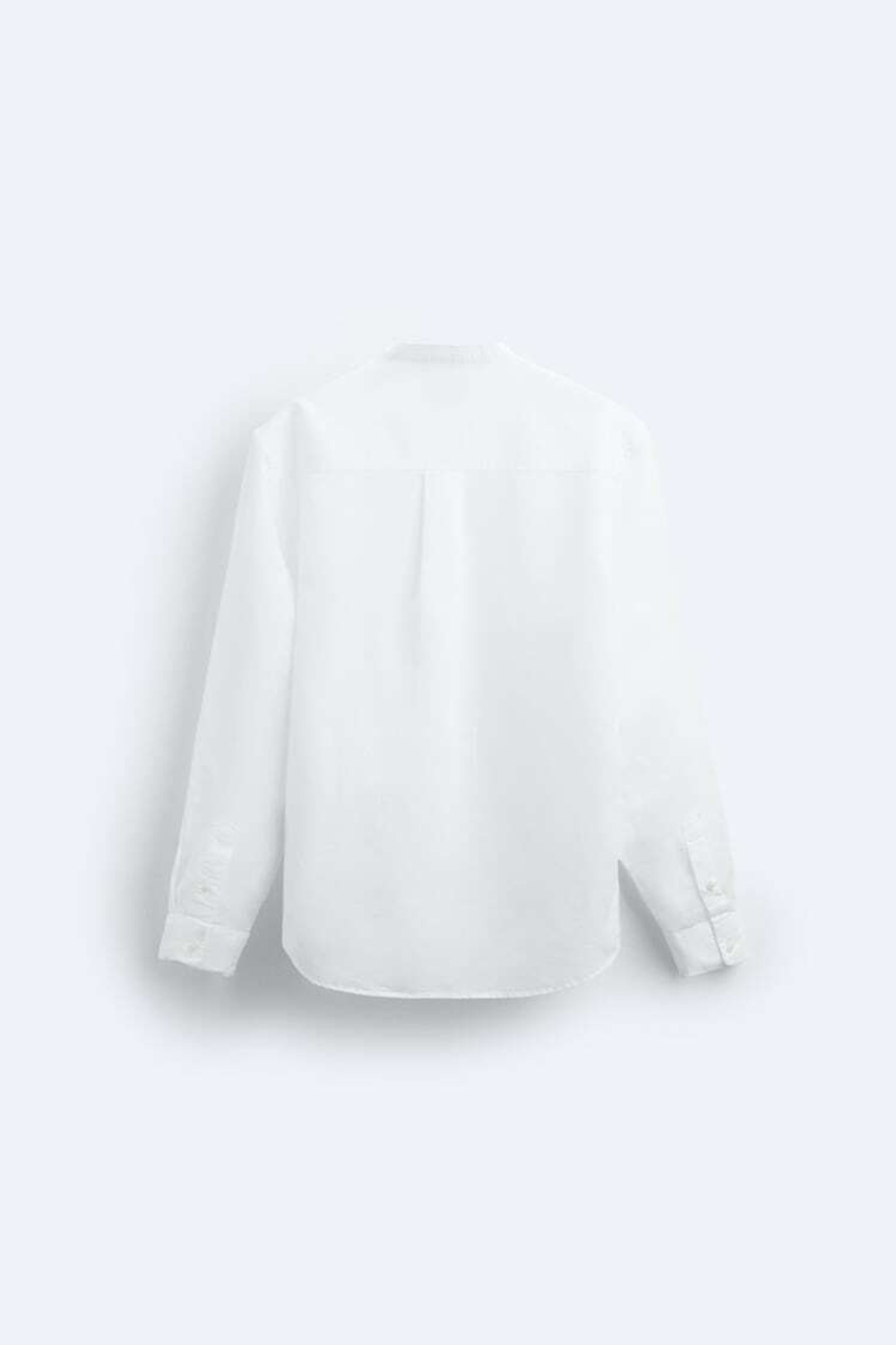 ZARA РУБАШКА ИЗ ХЛОПКА И ЛЬНА, БЕЛЫЙ