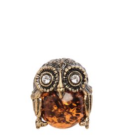 Народные промыслы AM-1251 Фигурка «Совёнок» (латунь, янтарь)