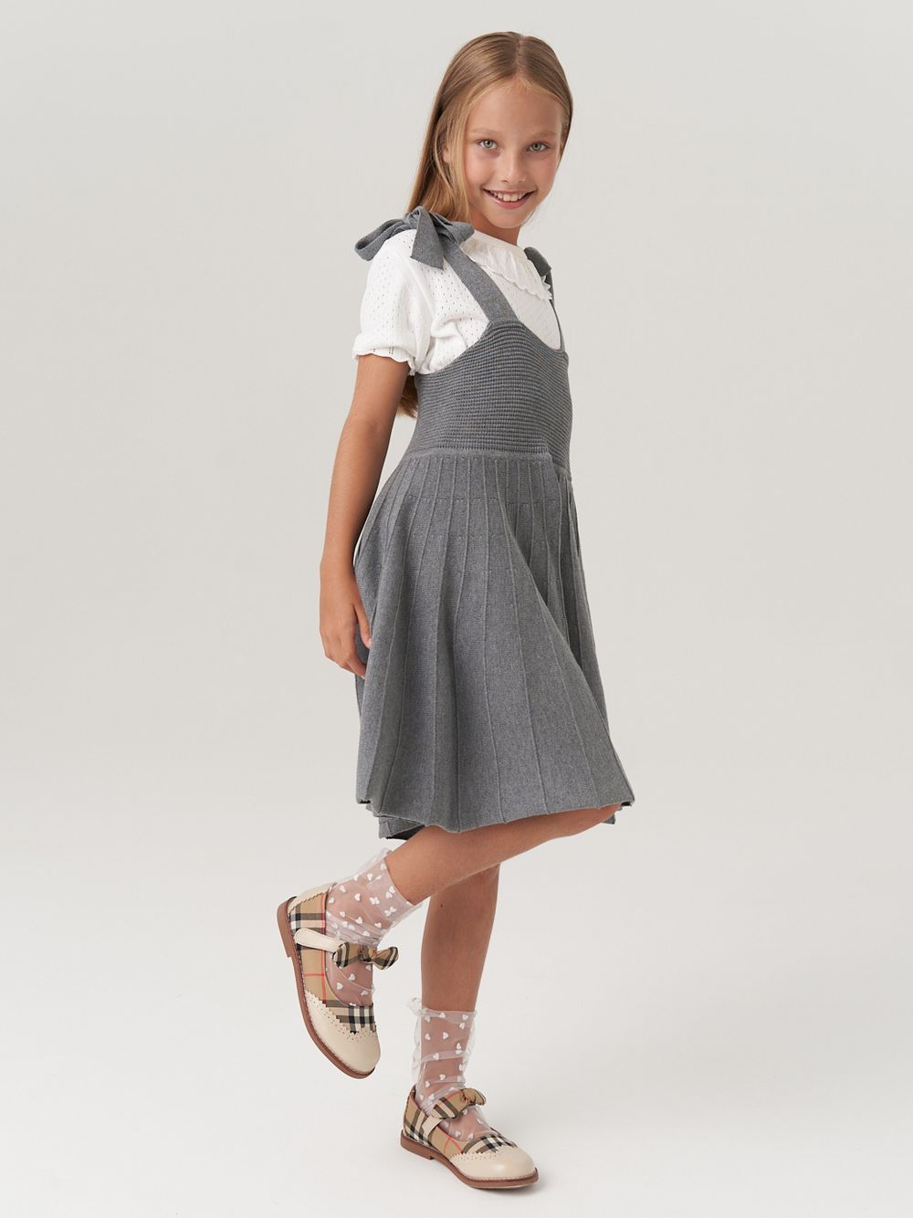Сарафан школьный для девочки AT972-218 серый