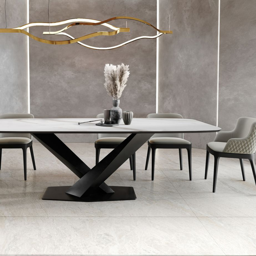 Стол Toros 200 овальный, керамика матовая белая