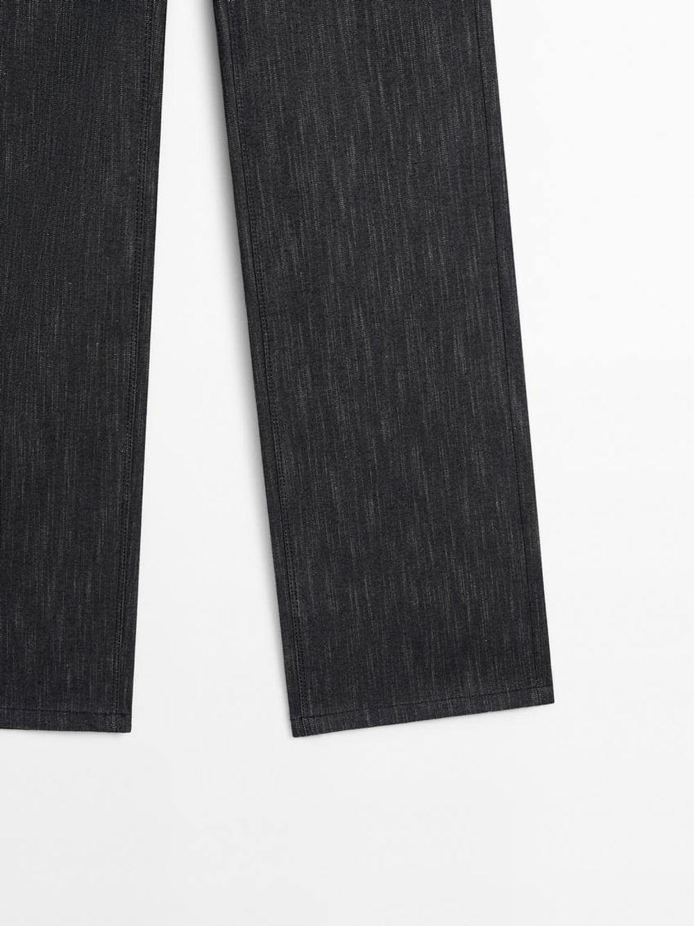 Massimo Dutti Брюки прямого кроя из смесового хлопка с меланжевым узором, меланжево-синий