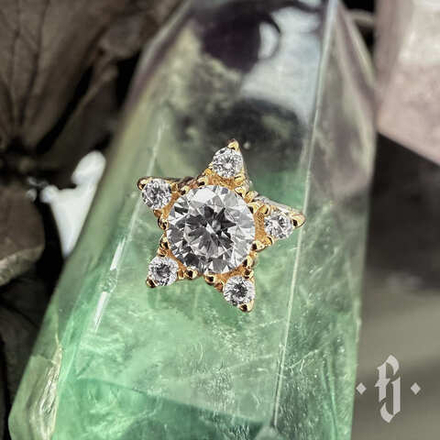 Накрутка "Crystal Star" - Желтое золото - White CZ