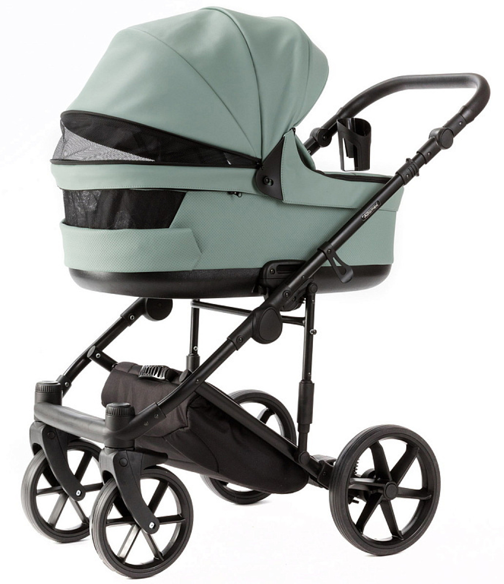 Детская коляска Adamex Locco Light Deluxe 2 в 1 LL-SA20 (СЕРО-ЗЕЛЕН. КОЖА)