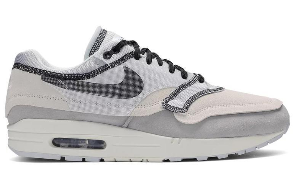 Nike Air Max 1 retro air cushion low-top running shoes men's gray and black