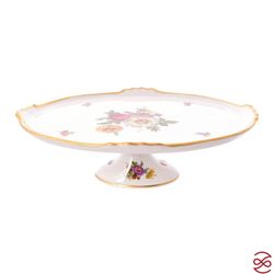 Блюдо овальное на ножке Queen's Crown Мейсенский букет 37см
