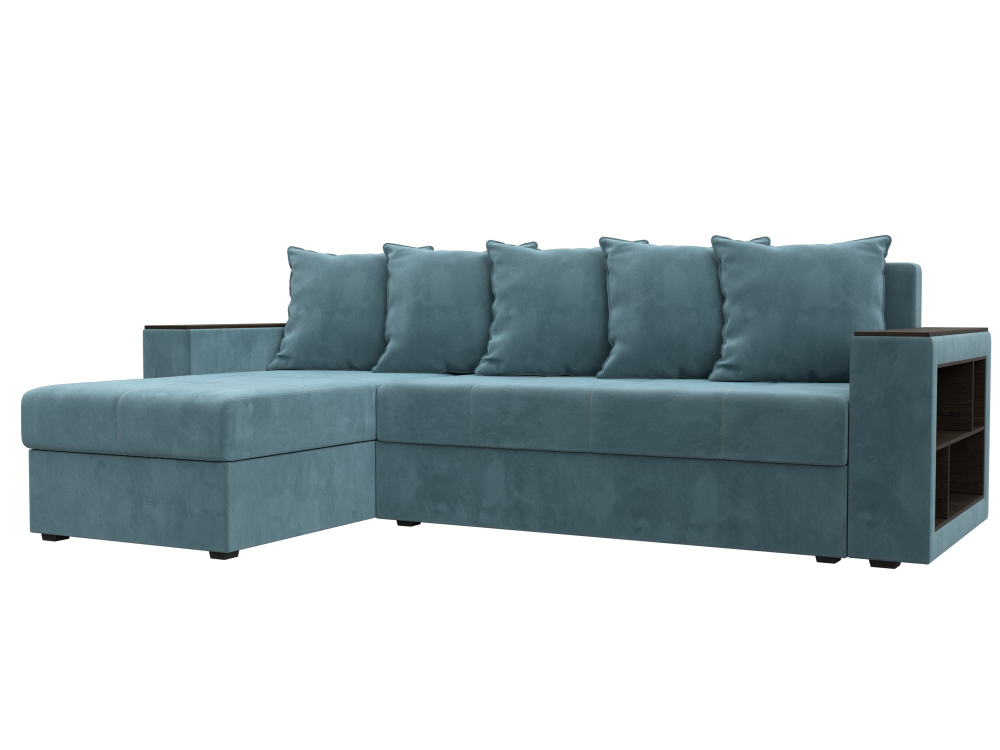 Диван угловой Дубай Лайт левый угол, Бирюзовый, Велюр, 114149L