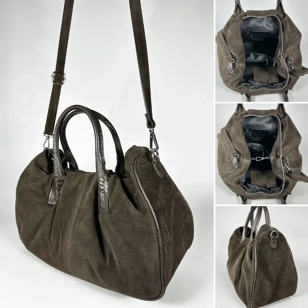 Женская коричневая сумка из натуральной замши