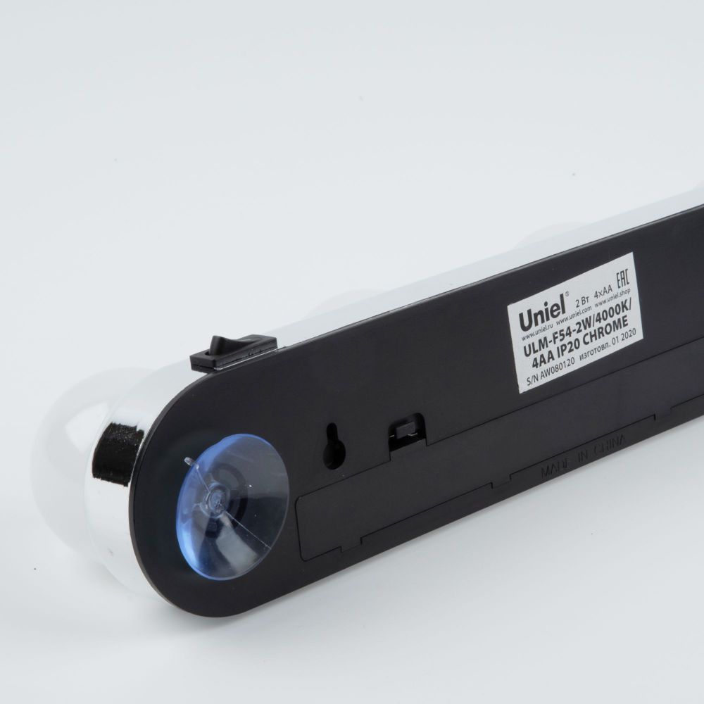 ULM-F54-2W-4000K-4AA IP20 CHROME Светильник светодиодный на батарейках 4AA не в-к. Серия Backstage. Белый свет 4000K. Хром. TM Uniel