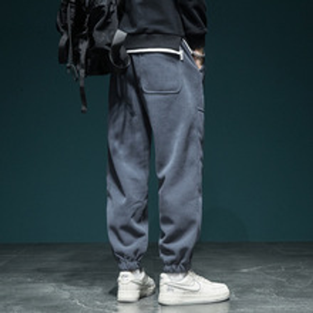 Модные брендовые спортивные штаны в американском стиле, мужские свободные повседневные брюки больших размеров, Осенние новые спортивные штаны из синели для полных мужчин